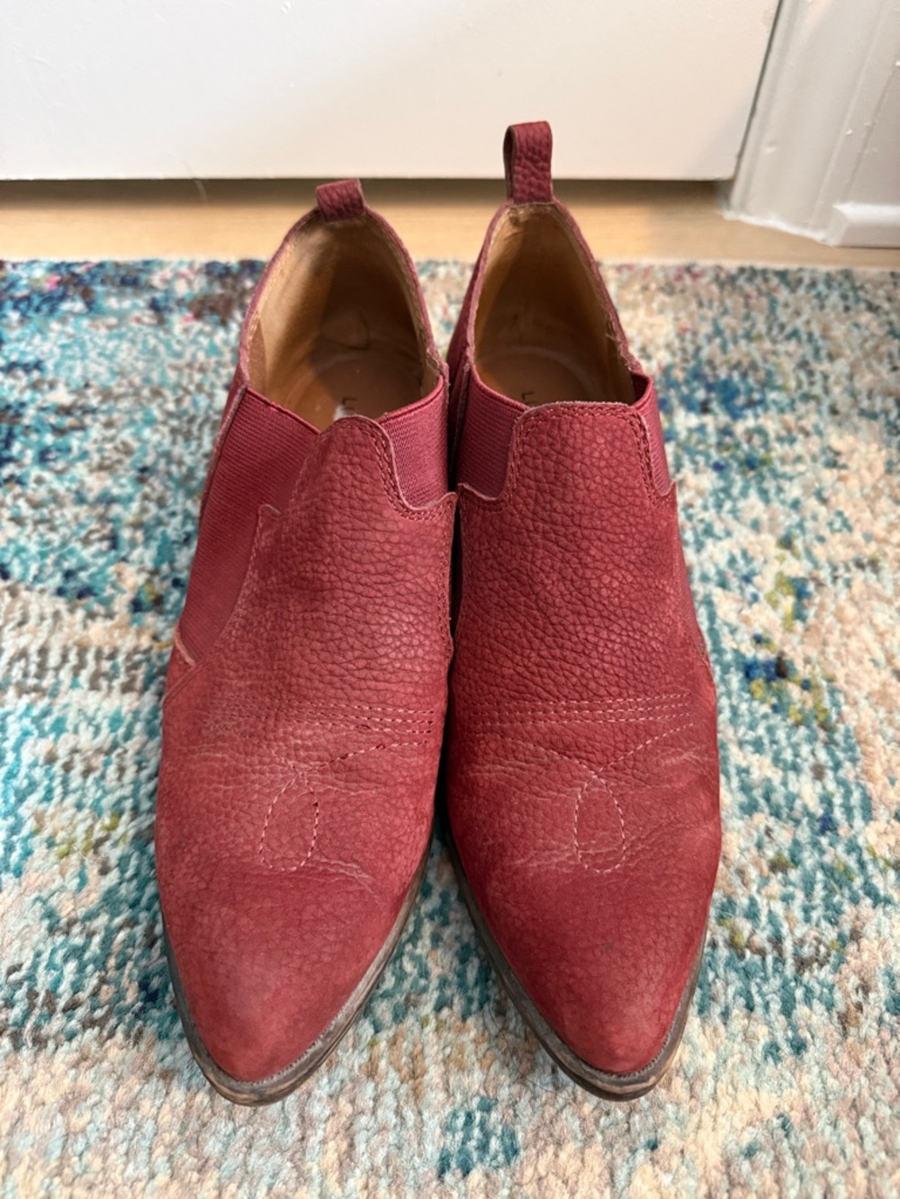 Lucky Brand Women's Burgundy Suede Pointed Toe Ankle Booties